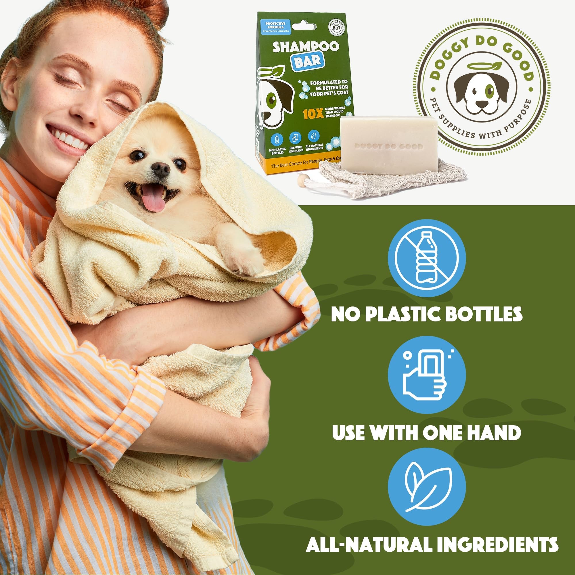 Deshedding Dog Shampoo Bar, Dog Soap Bar, Geranium & Citronella Shampoo for Dogs, Natural Dog Shampoo for Shedding