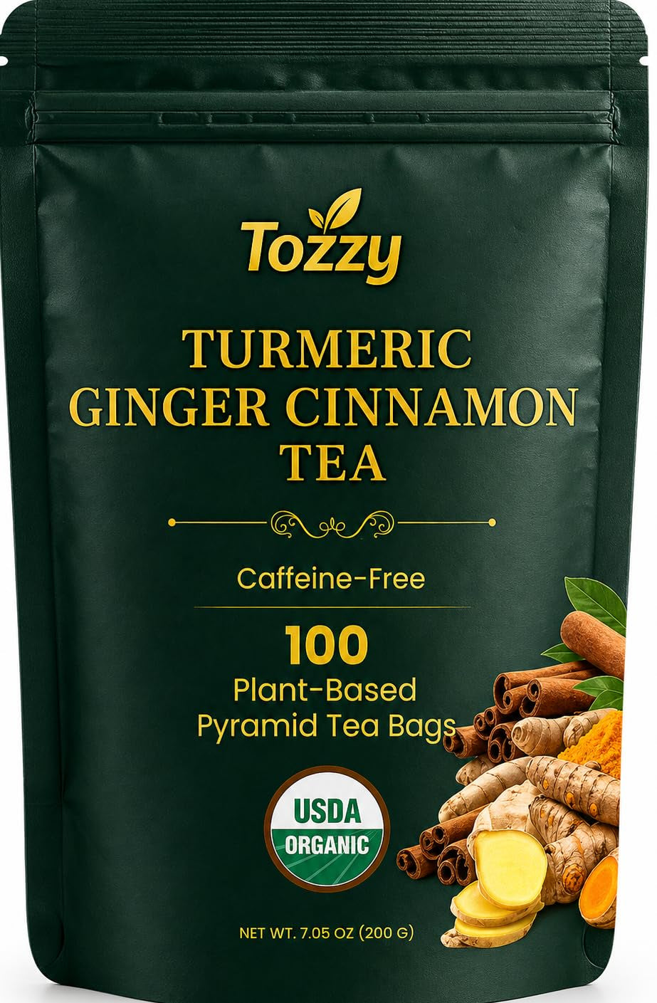 Organic Turmeric,Ginger & Cinnamon Tea – 100 Count, Plant-Based Pyramid Tea Bags – Packaging May Vary