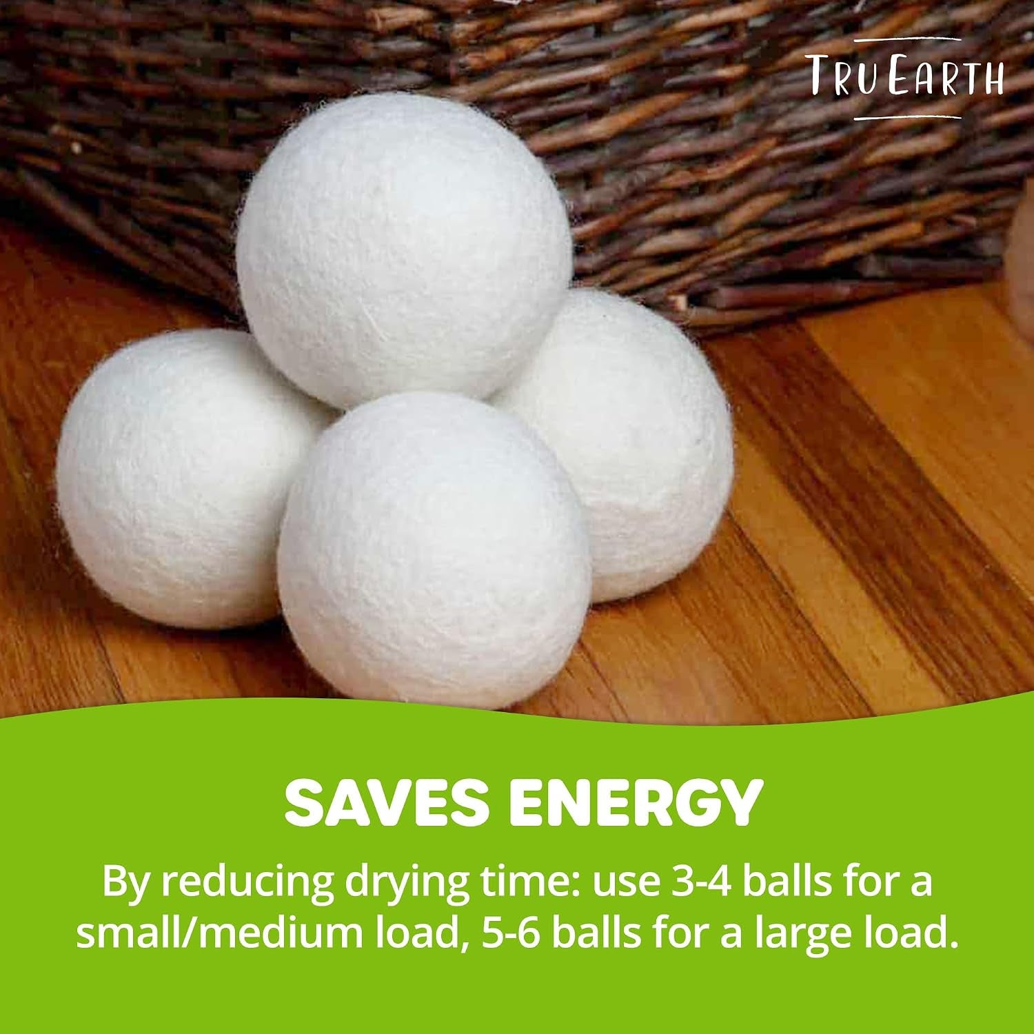 Wool Dryer Balls, Set of 4 XL 100% Wool Anti-Static Balls for Laundry, Reusable & All Natural