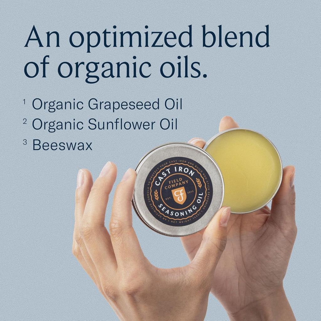 Cast Iron Seasoning Oil – Organic Grapeseed, Sunflower & Beeswax Blend for Conditioning & Restoring Cookware by