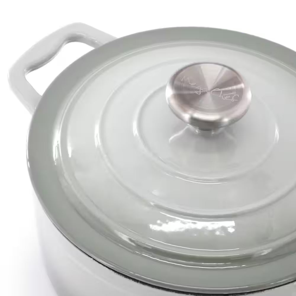 7 Piece Enameled Cast Iron Cookware Set in Gray