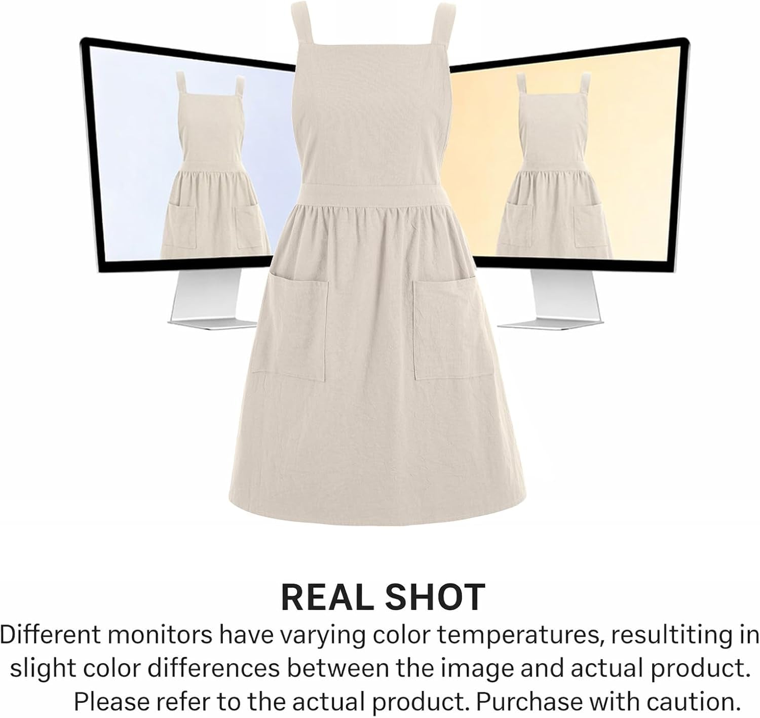 Cotton Linen Pinafore Apron Dress for Women with Pockets Cute Art Chef Aprons for Kitchen Baking Gardening Painting