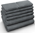 European Waffle Weave Bath Towel Set of 8-100% Organic Cotton - Quick Dry Lint Free Thin and Absorbent - Fade Resistant - Eco-Friendly (Space Gray)