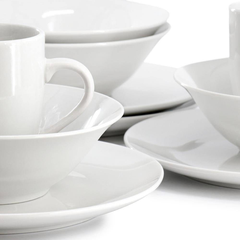 Wintercap 12-Piece White Fine Ceramic Dinnerware Set