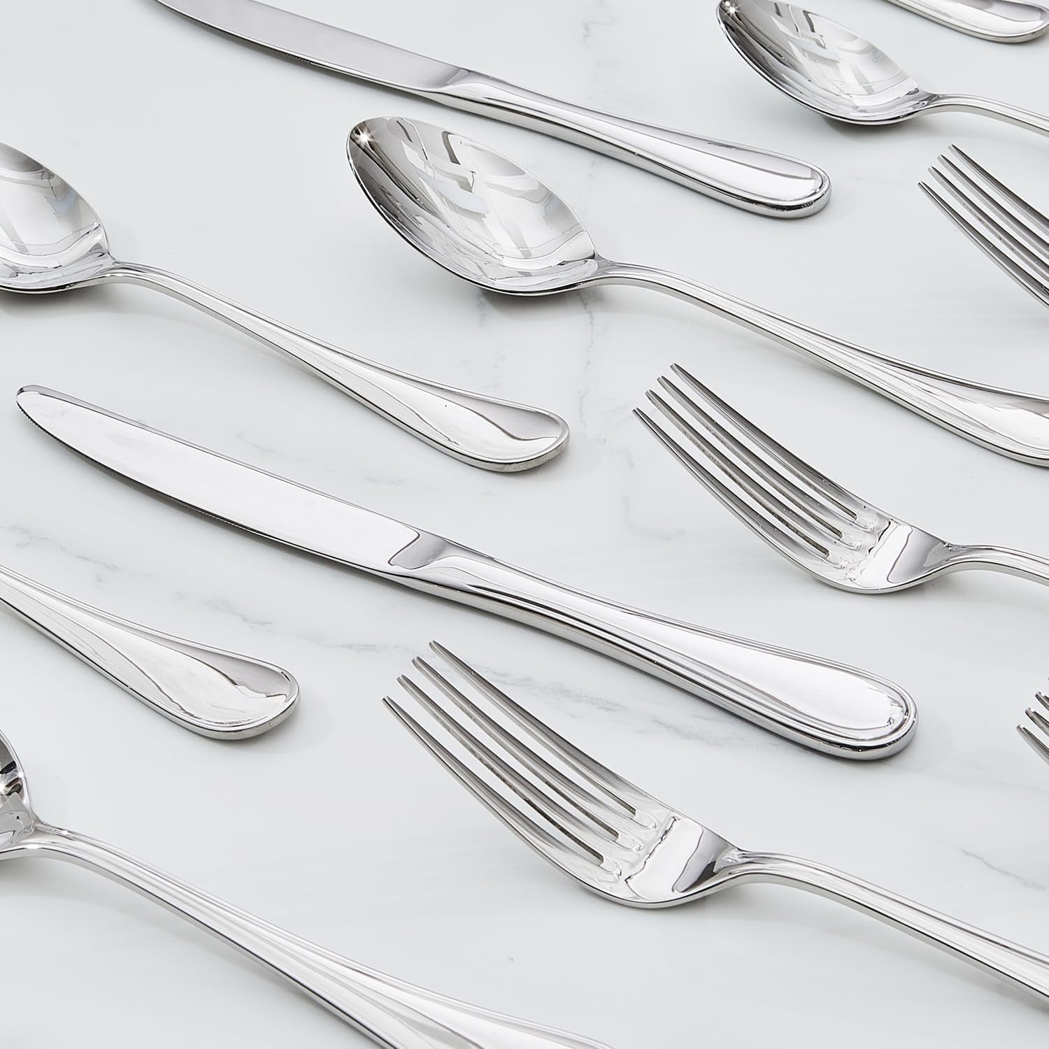 30 Piece Teardrop Silverware Set for 6, 18/10 Stainless Steel Flatware Set, Modern Design Cutlery Set for Home/Hotel/Wedding,Mirror Polished and Dishwasher Safe