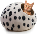 Large Wool Cat Bed Cave - Extra Warm Kitty Beds Handcrafted Kitten Caves Bed for Indoor Cats - Eco-Friendly Felt, Foldable Cat Hideaway Covered Cat House Pod by
