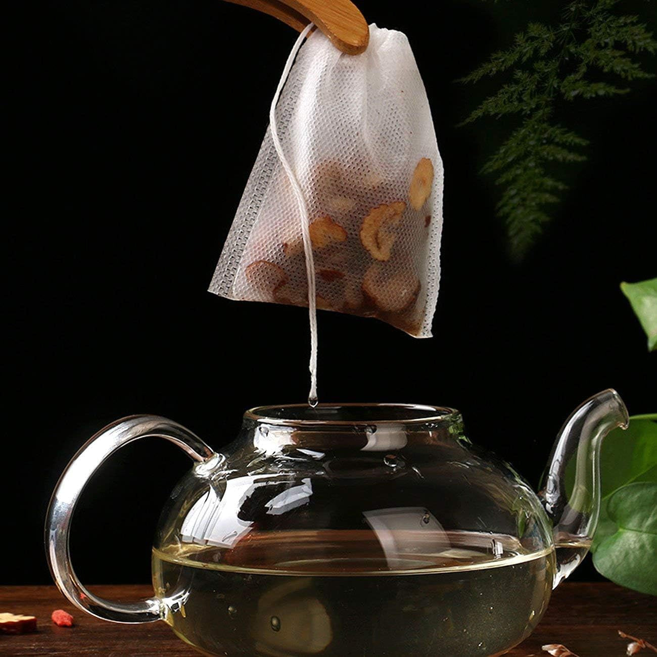 200 Pcs Disposable Tea Bags for Loose Leaf Tea, Empty Tea Bags for Loose Tea with Drawstring, Natural Tea Filter Bags