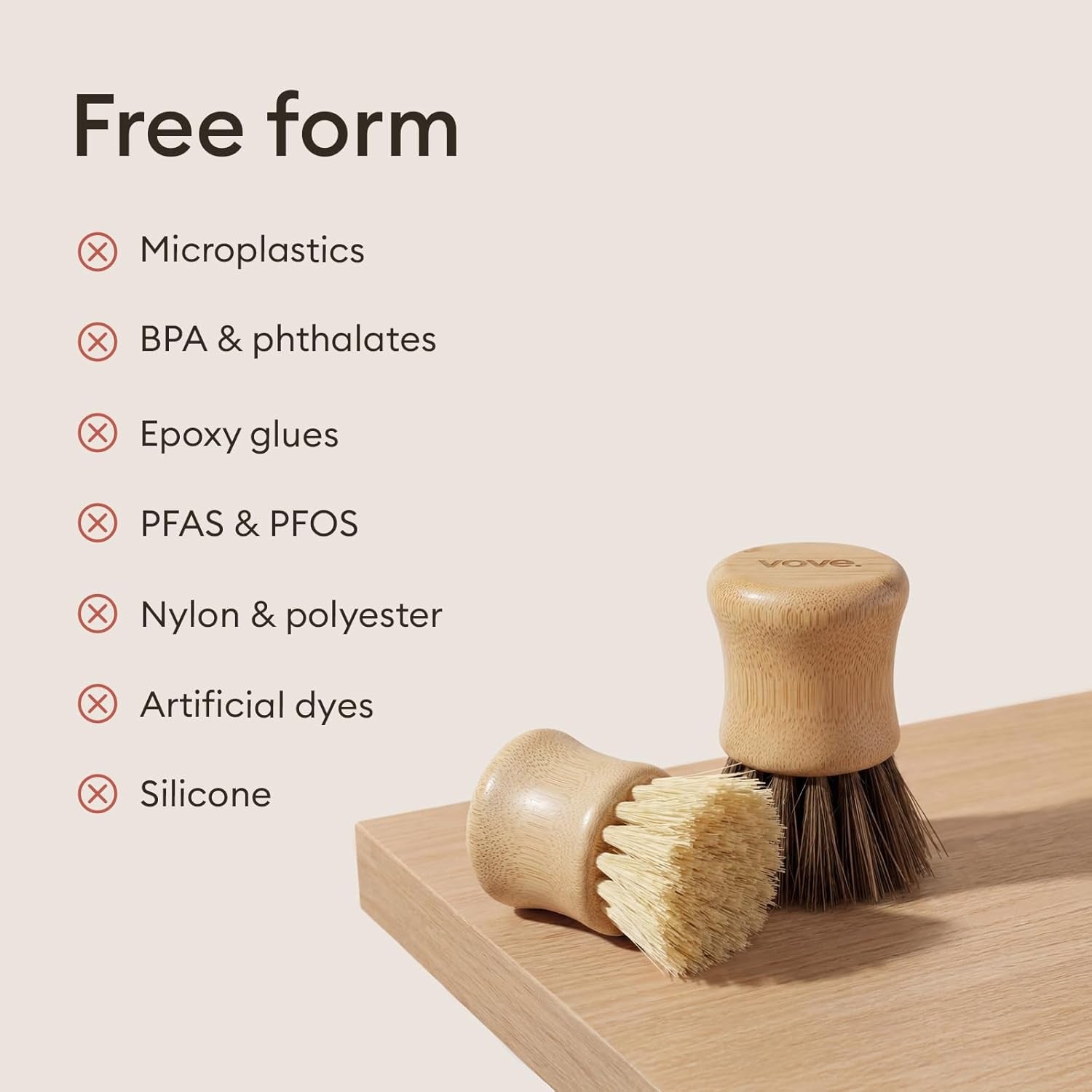 Bamboo Dish Scrub Brush Set, 3-Pack Plastic-Free Kitchen Brushes for Dishes Pots and Cast Iron, Fsc-Certified Bamboo with Natural Sisal and Union Fiber Bristles, 2 Hard and 1 Medium Brush