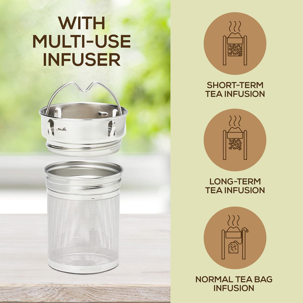 Premium Bamboo Tea Bottle for Loose Tea - Tea Infuser Bottle - Tea Gifts - Insulated Water Bottle/Coffee Tumbler/Tea - Tea Gift Set, Tea Accessories - Tea Tumbler 17Oz
