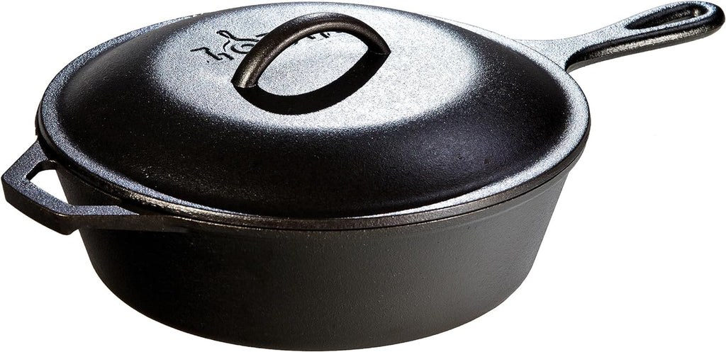 3 Quart Pre-Seasoned Cast Iron Deep Skillet with Lid