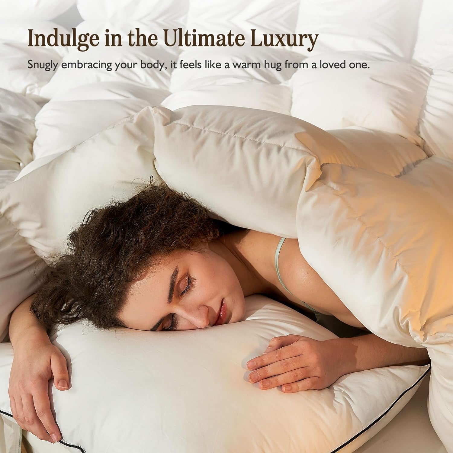 Lightweight Organic Feather down Comforter Full Size and down Pillows Set for Summer