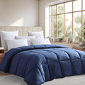 Luxury Comforter Organic Cotton All Season Fluffy Lightweight down Alternative Machine Washable Comforter for Bedroom, Full/Queen, Navy