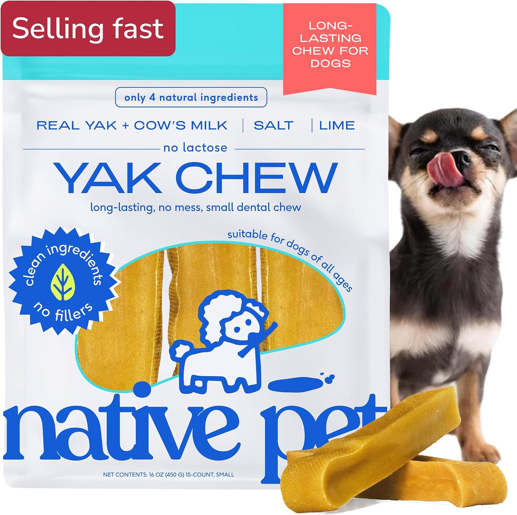 Yak Cheese Himalayan Dog Chews - Long Lasting Dental Sticks for Small Breeds– 100% All Natural Himalayan Yak Chews for Small Dogs – Cheese Bone for Aggressive Chewers - 15 per Pack