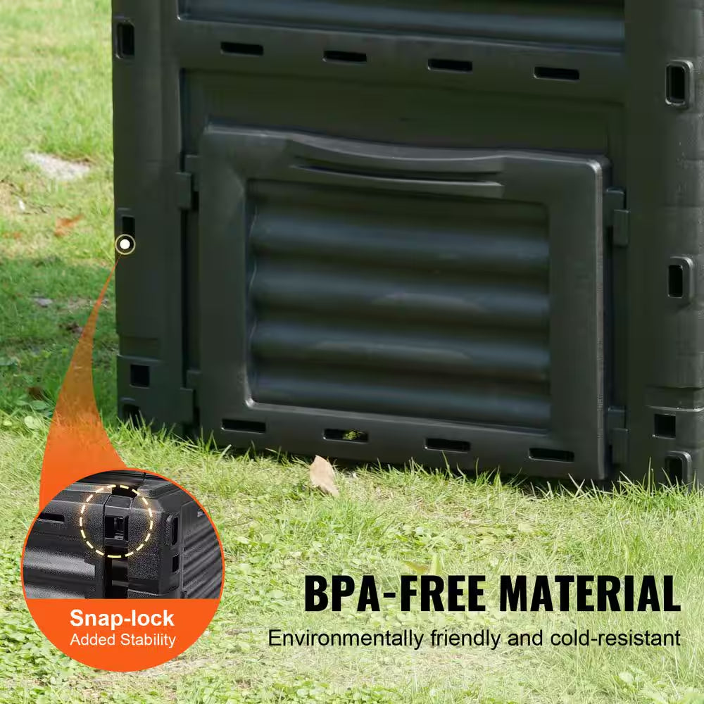 80 Gal. Garden Compost Bin, Large Capacity Outdoor Composter, Bpa-Free with Top Lid and Bottom Door, Easy Assembly