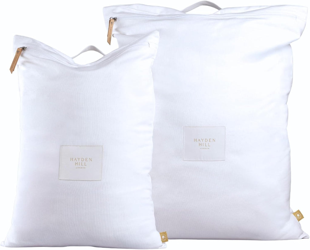 Luxury Organic Cotton Travel Laundry Bags - Set of 2 Large and Small Size - for Dirty Clothes at Home, Traveling, and Packable in Luggage and Suitcase - Carbon Neutral