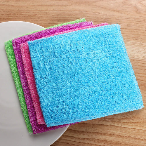 1PC Anti-Grease Dish Cloth Bamboo Fiber Washing Towel Scouring Pad Magic Cleaning Rags Kitchen Household Supplies Cleaning Tools