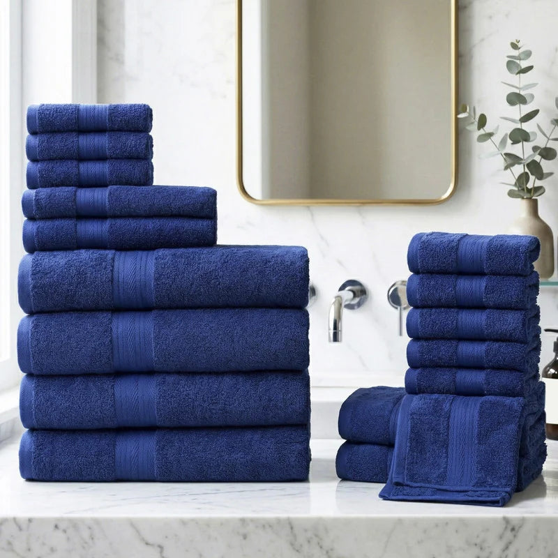 Luxurious Ultra Soft Plush Thick Cotton Towel Sets - Set of 18