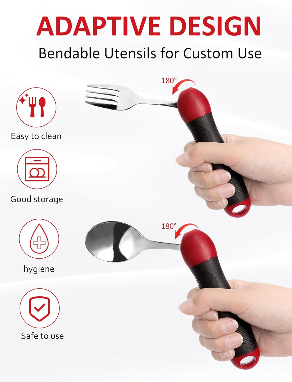Adaptive Utensils Weighted Spoon Fork Set for Hand Tremors, Parkinson'S & Arthritis | Non-Slip Grip Aid for Elderly, Disabled Adults, Weak Hand Support, Handicapped-Friendly, Travel-Ready Eating Utensils