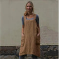 Japan Style Cotton Linen Aprons Solid Cross Bandage X Shape Back Kitchen Restaurant Cooking Apron Clothes Lady Cleaning Tools