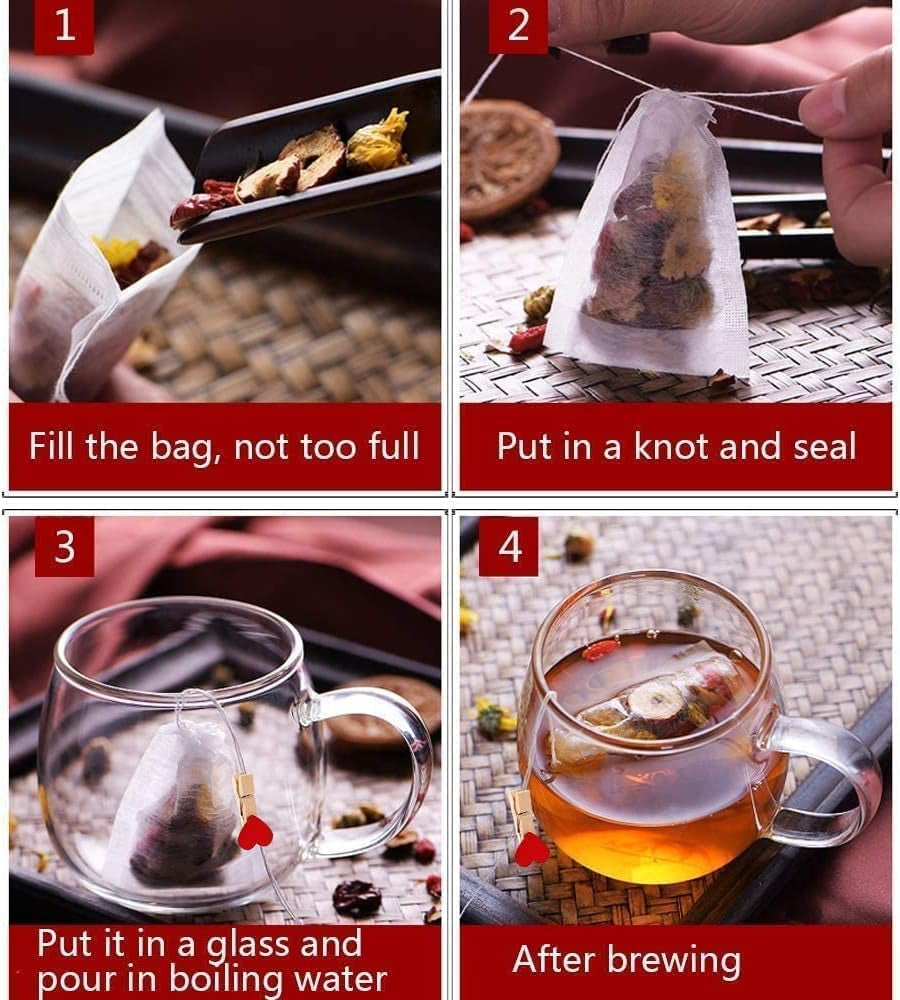 300Pcs Tea Filter Bags, Disposable Tea Filter Bags for Loose Leaf Tea from Safe Natural Materials, Empty Tea Bags Suitable for Loose-Leaf Tea, Spices, Herbs, Bring Tea Spoon (3.54 X 2.75 Inch)