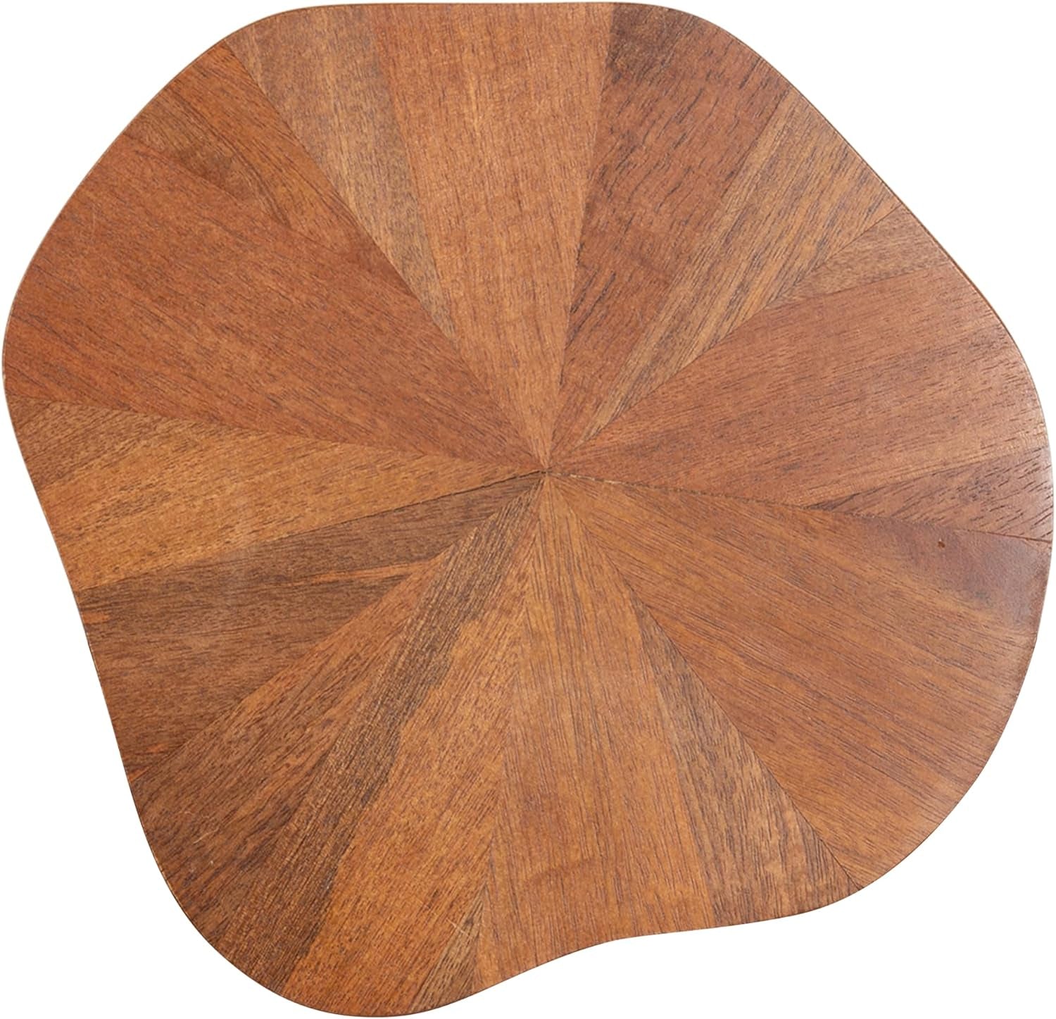 Kanna Modern Pieced Mango Wood round Drink Table, 11 X 11 X 24, Walnut Brown, Mid-Century Scalloped Wooden Mini Side Table for Use as Indoor Plant Stand or Living Room Decor Accent