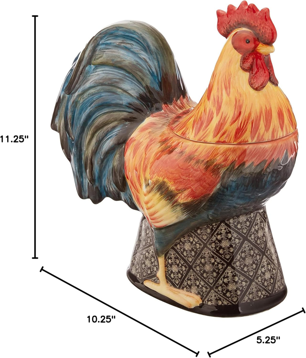 11.25" Gilded Rooster 3-D Cookie Jar, One Size, Multicolor