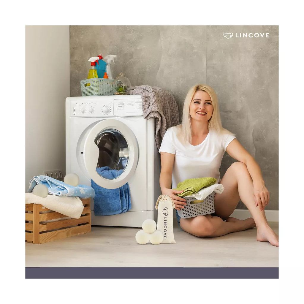 Lincove 100% Organic Wool Dryer Balls – Natural Fabric Softener, Reduces Drying Time & Static, Reusable, 1,000+ Loads