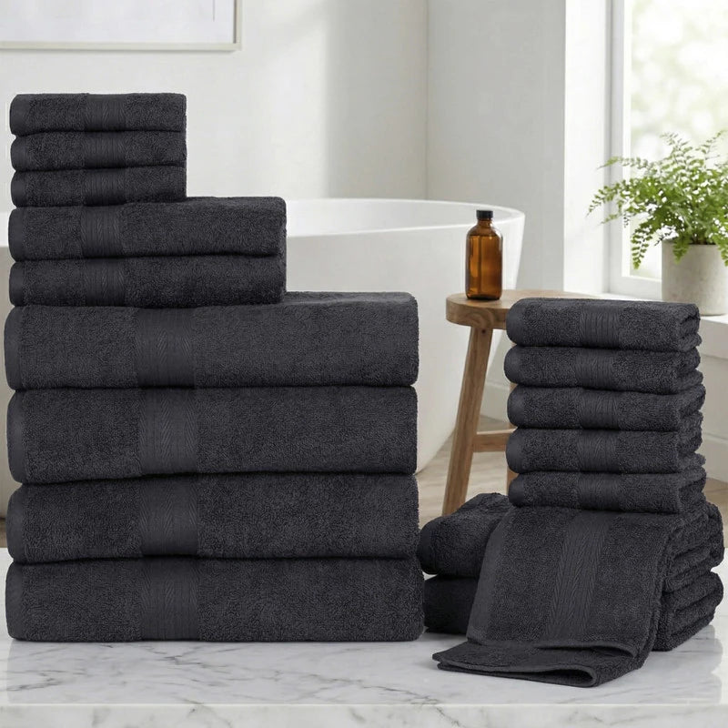 Luxurious Ultra Soft Plush Thick Cotton Towel Sets - Set of 18