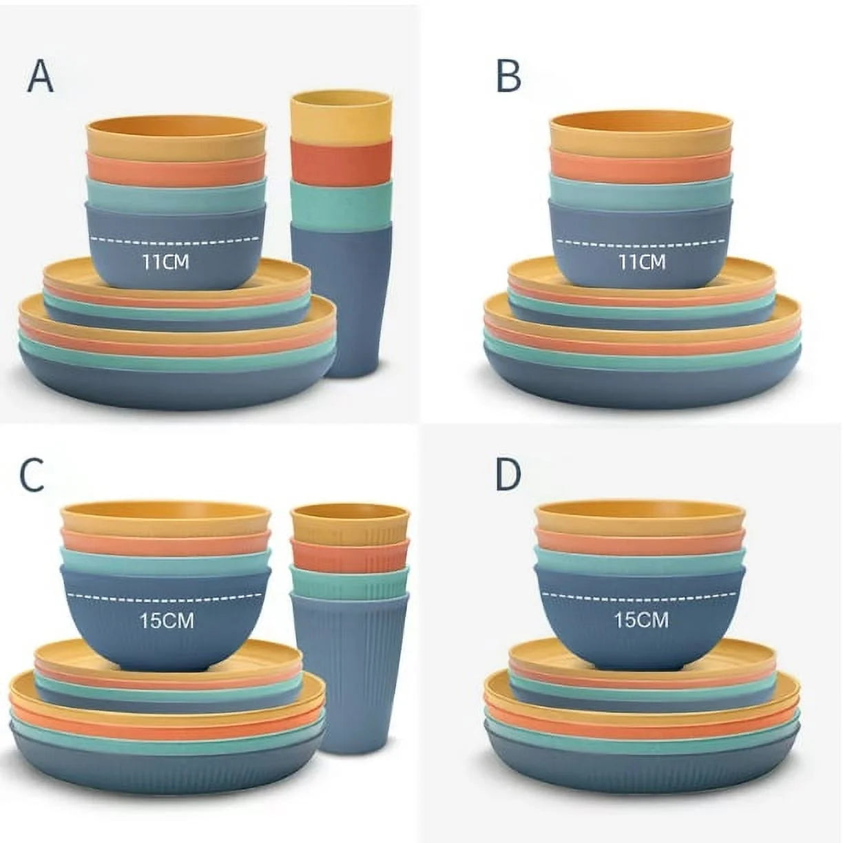Blingpainting Wheat Straw Dinnerware Set - Durable, Non-Toxic, Sustainable, Eco-Friendly,Stain-Resistant & Dishwasher Safe