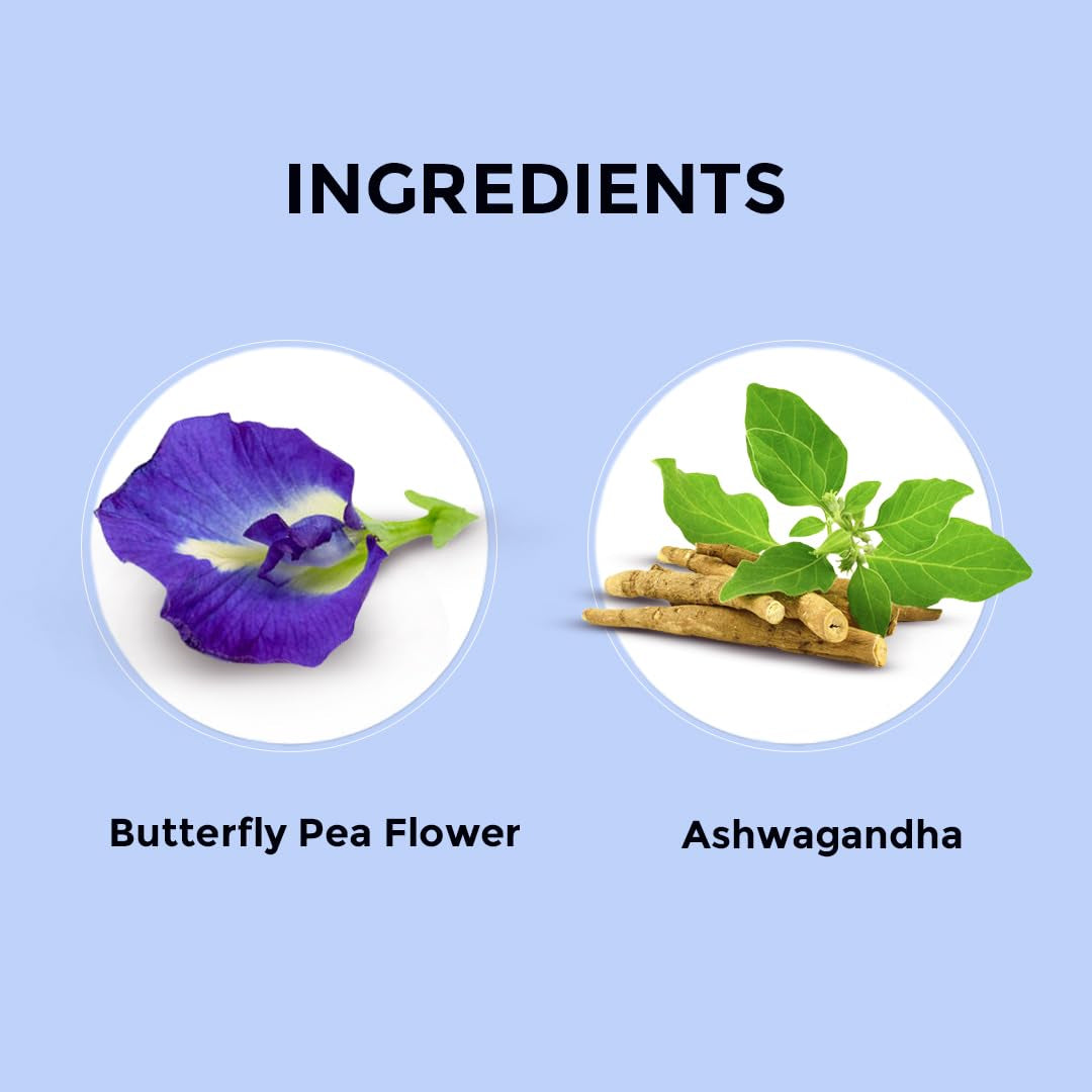 - Butterfly Pea Flower Tea - Ashwagandha - 10 Count - Pyramid Plant Based Tea Bag | ANTIOXIDANT RICH | Caffeine Free - Flower Based - Herbal Tea - Non Bitter | Zipper Pack