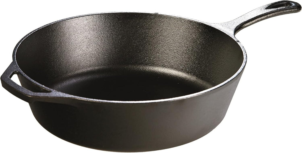 5 Quart Pre-Seasoned Cast Iron Deep Skillet - Signature Teardrop Handle & Assist Handle - Use in the Oven, on the Stove or Grill, or over a Campfire - Black | Camping-Cooking-Utensils