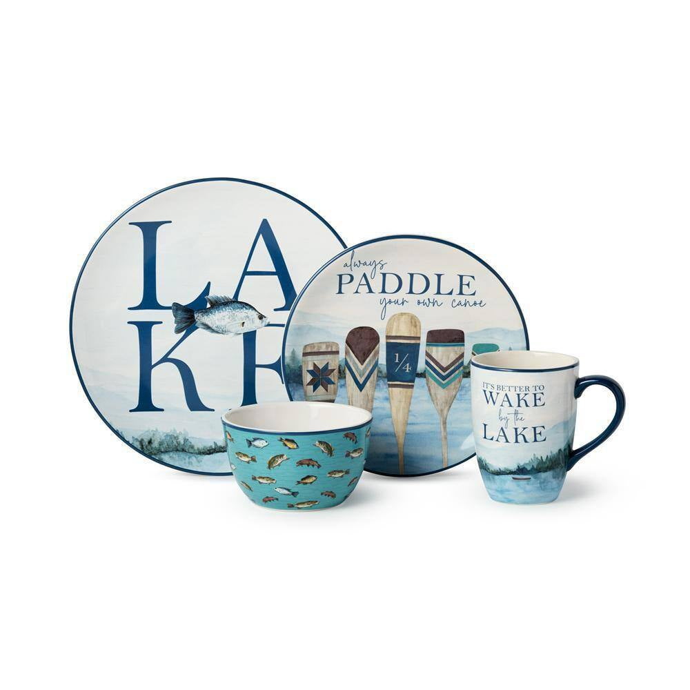 Wake at the Lake 16-Piece Multi-Colored Ceramic Dinnerware Set