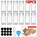 12Pcs Glass Spice Jars with Metal Lids Salt Pepper Shaker Spice Seasoning Containers Spice Organizer Kitchen Spice Jar Set 120ML