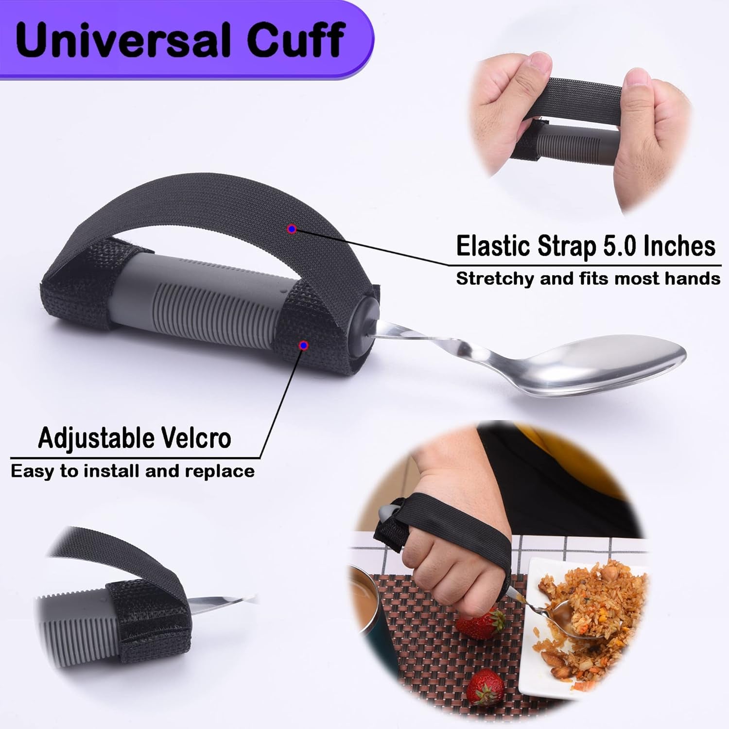 Weighted Parkinsons Utensils for Hand Tremors, Weighted Silverware for Parkinsons Patients Arthritic Hands, Built up Utensils for Adults, Adaptive Eating Utensils for Disabled People Elderly