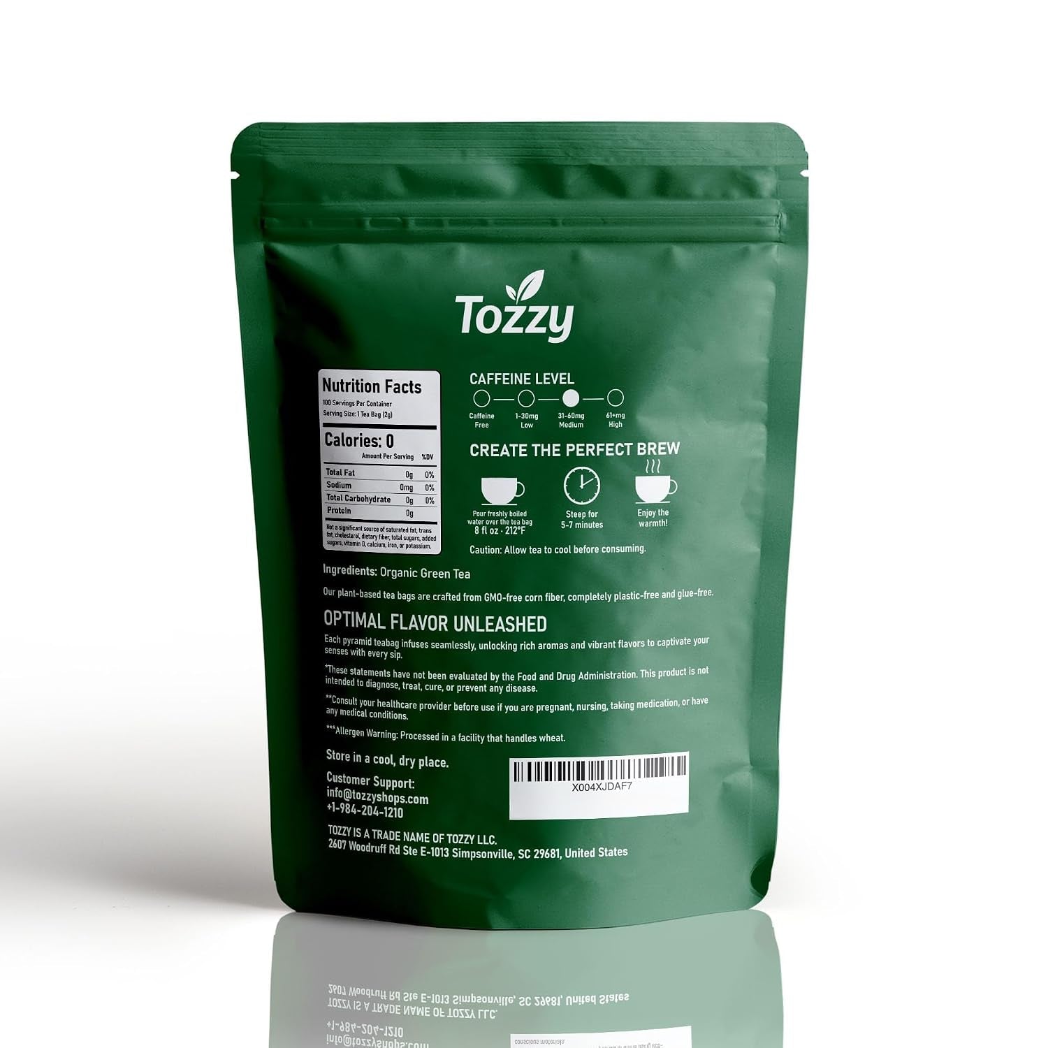 Organic Green Tea – 100 Count, Plant-Based Pyramid Tea Bags