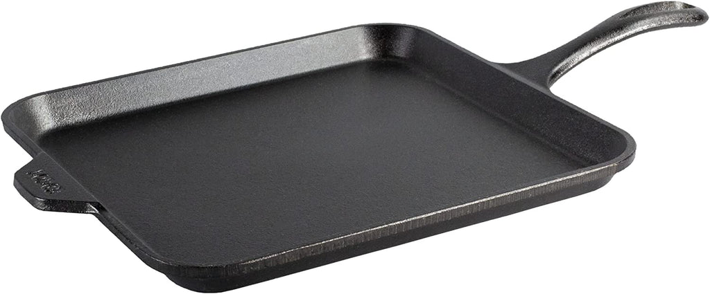 Seasoned Cast Iron Square Griddle - 11 Inches - Durable Pan - Cast Iron Cookware for Pancakes, Eggs, Bacon & Grilling Favorites
