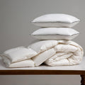 Lightweight Organic Feather down Comforter Full Size and down Pillows Set for Summer