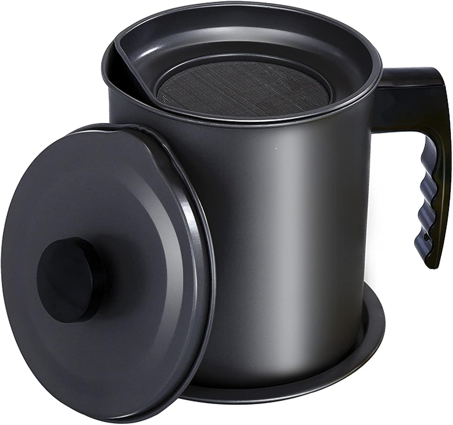 Bacon Grease Container with Strainer - 1.3L / 5.2 Cups Oil Storage Holder Can for Cooking, Frying with Replaceable Cleaning Brush