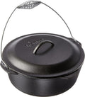 Seasoned Cast Iron Dutch Oven with Bail Handle - Heavy-Duty Campfire Ready Cooking Pot with Lid for Indoor & Outdoor Cooking - 9 Quart