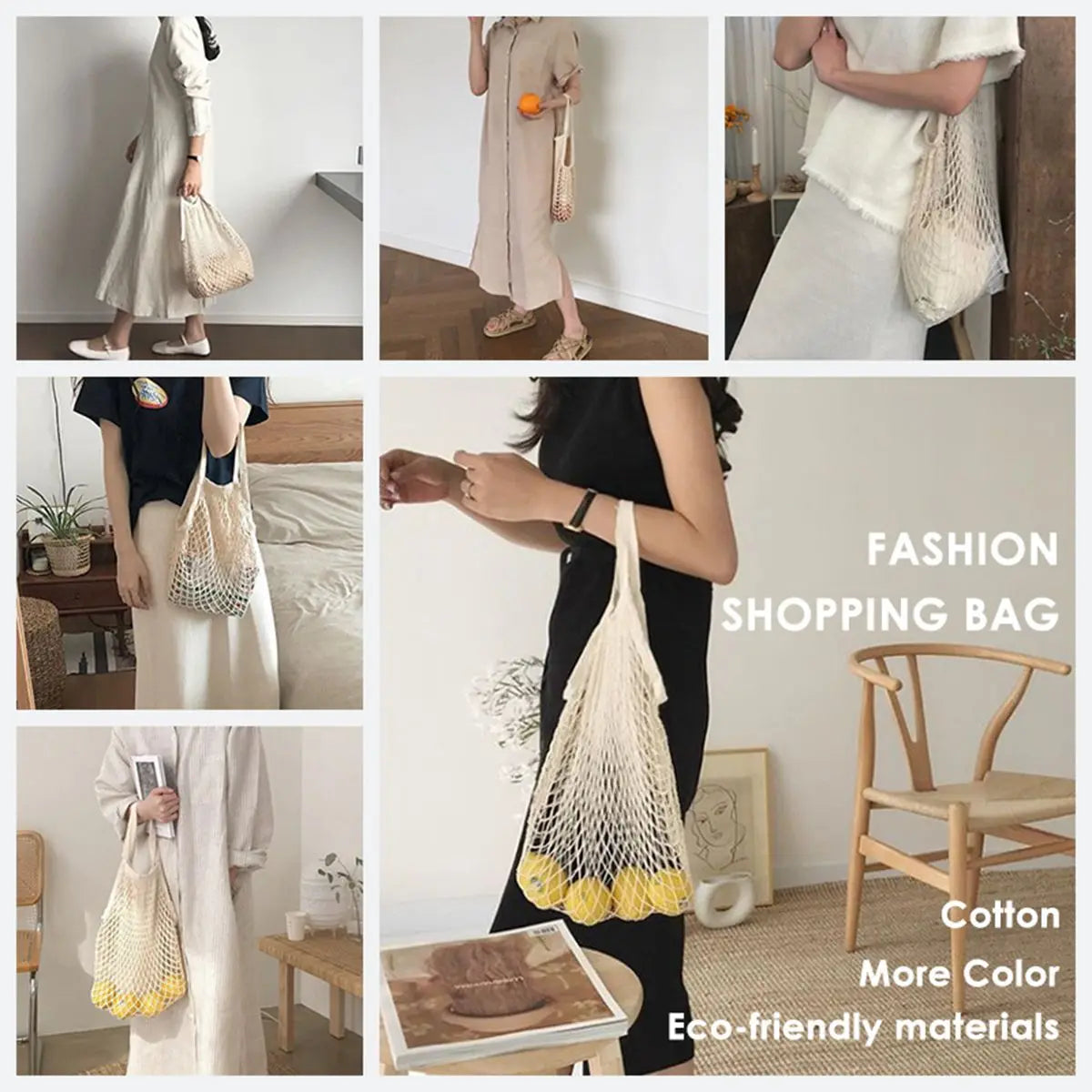 Portable Reusable Grocery Bags for Fruit and Vegetable Storage Bag Washable Cotton Mesh String Organic Organizer Shopping Bags