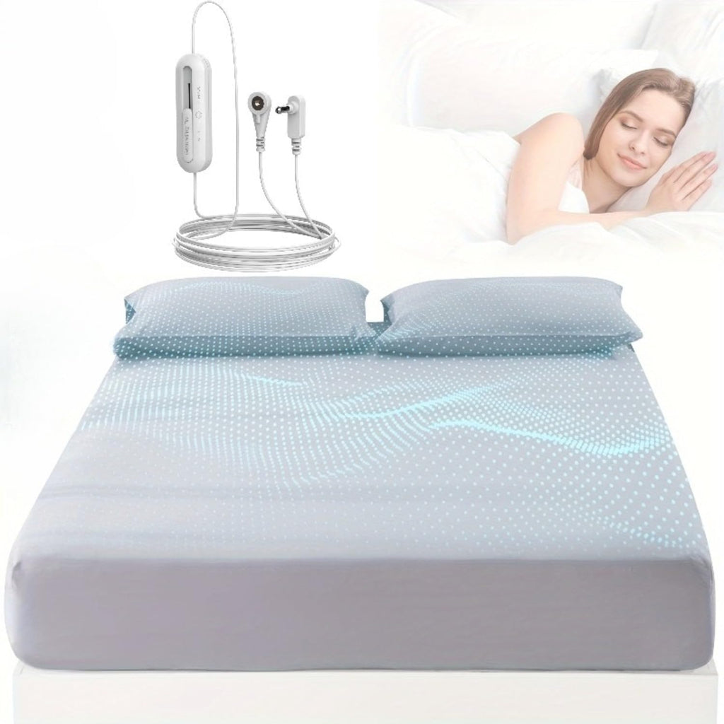 Grounding Sheets Queen Size, 95% Organic Cotton + 5% Silver Fiber, Earthing Bed Sheet with Cord - Premium Soft Breathable Fitted Sheet for Better Sleep, Deep Pocket (Gray)