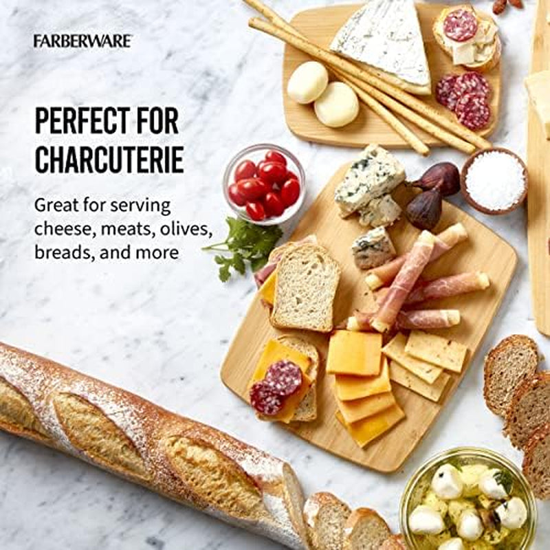 4-Piece Reversible Bamboo Cutting Board and Charcuterie Set, Assorted Sizes, Durable Wood Serving Boards for Cheese, Meats, and Prep