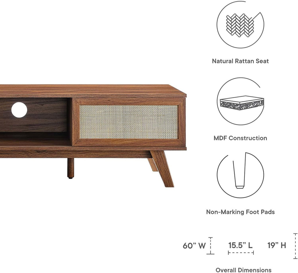 Soma 60" Rattan TV Stand in Walnut