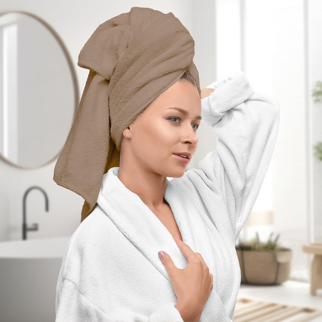Luxury 8 Piece Beige Towels Set, 2 Bath Towels, 2 Hand Towels and 4 Washcloths, 600 GSM 100% Ring Spun Cotton Highly Absorbent Beige Bathroom Towels, Ideal for Hotel, Spa and Gym