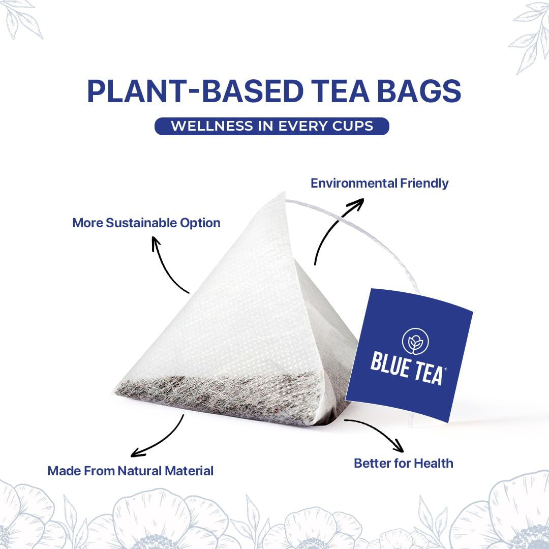 - Butterfly Pea Flower Tea - Ashwagandha - 10 Count - Pyramid Plant Based Tea Bag | ANTIOXIDANT RICH | Caffeine Free - Flower Based - Herbal Tea - Non Bitter | Zipper Pack