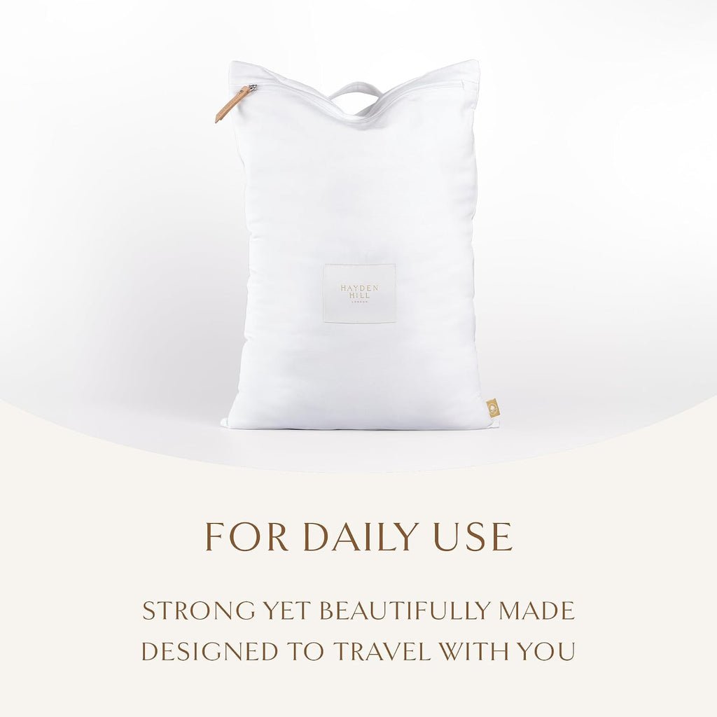 Luxury Organic Cotton Travel Laundry Bags - Set of 2 Large and Small Size - for Dirty Clothes at Home, Traveling, and Packable in Luggage and Suitcase - Carbon Neutral