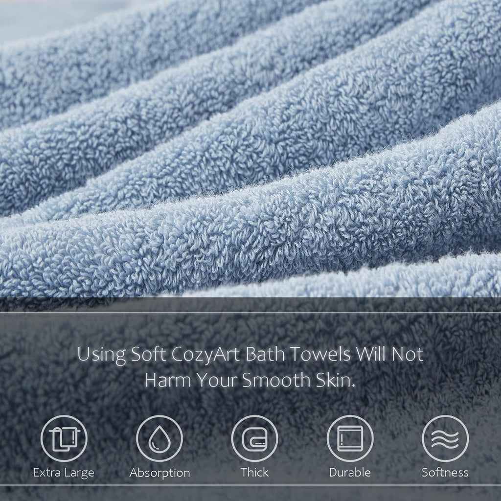 Light Blue Towel Sets for Bathroom 6Pcs, Turkish Cotton Bath Towel Set Soft Highly Absorbent and Durable 650 GSM Luxury Bathroom Sets with 2 Bath Towels, 2 Hand Towels, 2 Washclothes