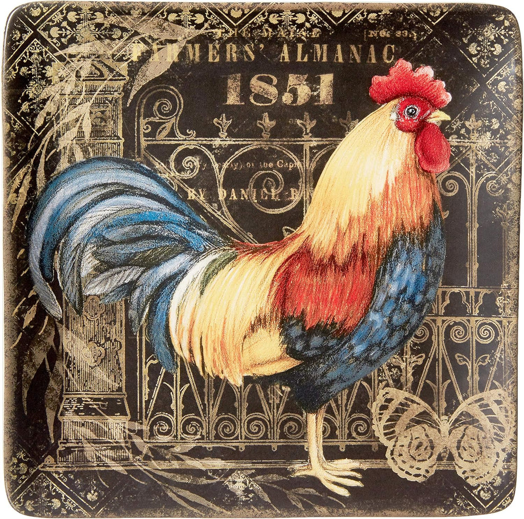Gilded Rooster 16 Pc Dinnerware Set, Service for 4