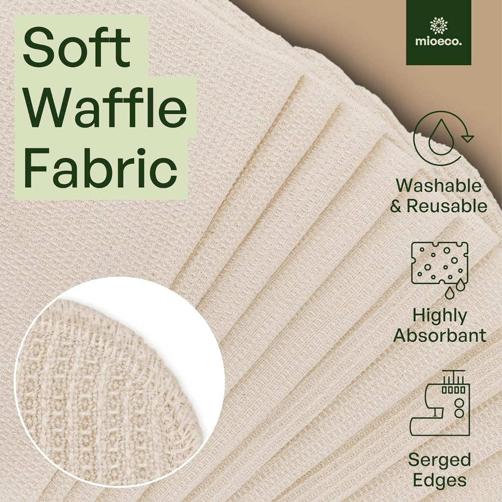20 Pack Reusable Kitchen Paper Towels Washable - Super Absorbent Natural Unpaper Towels - Natural Cotton - Reusable, Paperless Kitchen Dish Cloths - 100% Organic