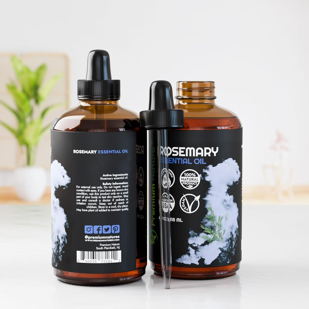 Rosemary Essential Oil for Diffuser Aromatherapy for Skin for Hair Growth Diffuser Oil for Body Oils Aceite De Romero 4Oz